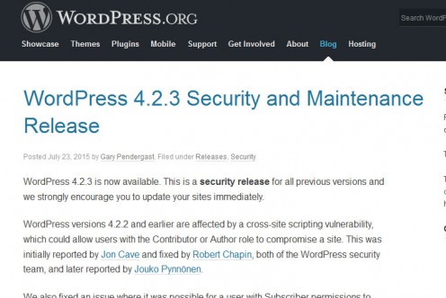 WordPress 4.2.3已发布 增强安全性版本 WordPress 4.2.3已发布 增强安全性版本