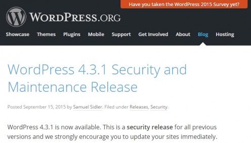WordPress4.3.1 安全与维护版发行