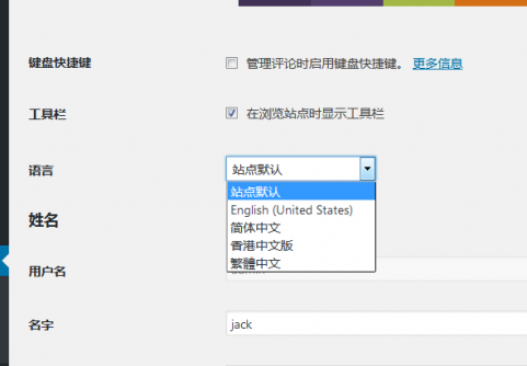 wordpress前端显示英文后端显示中文（前后台任意语...